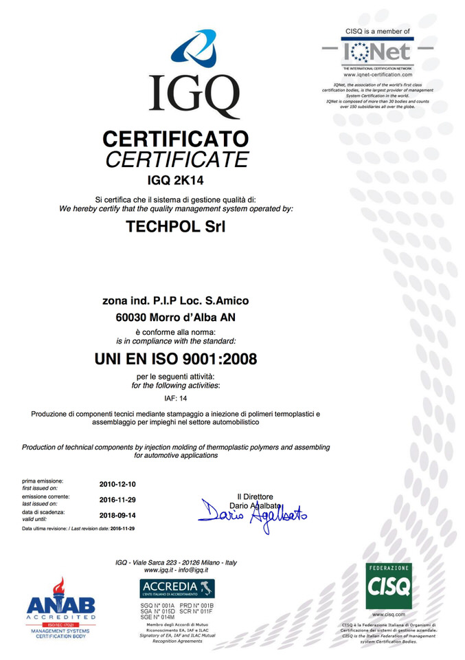 Certificazione ISO 9001 IGQ